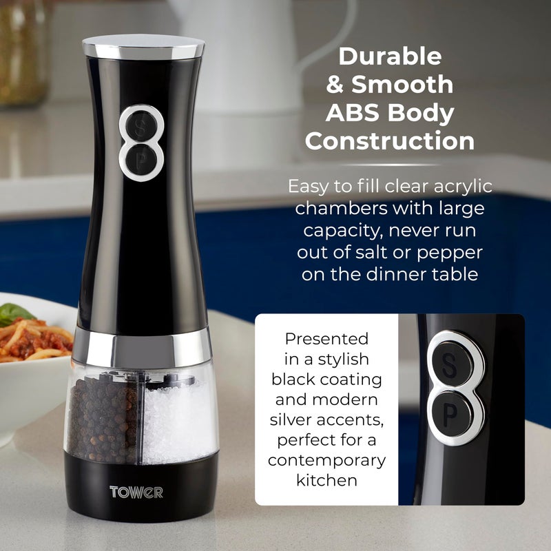 Tower Duo Electric Salt/Pepper Mill, Black - Image 3
